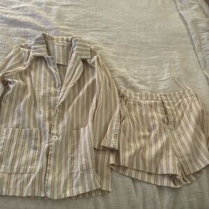 Striped short and blazer set